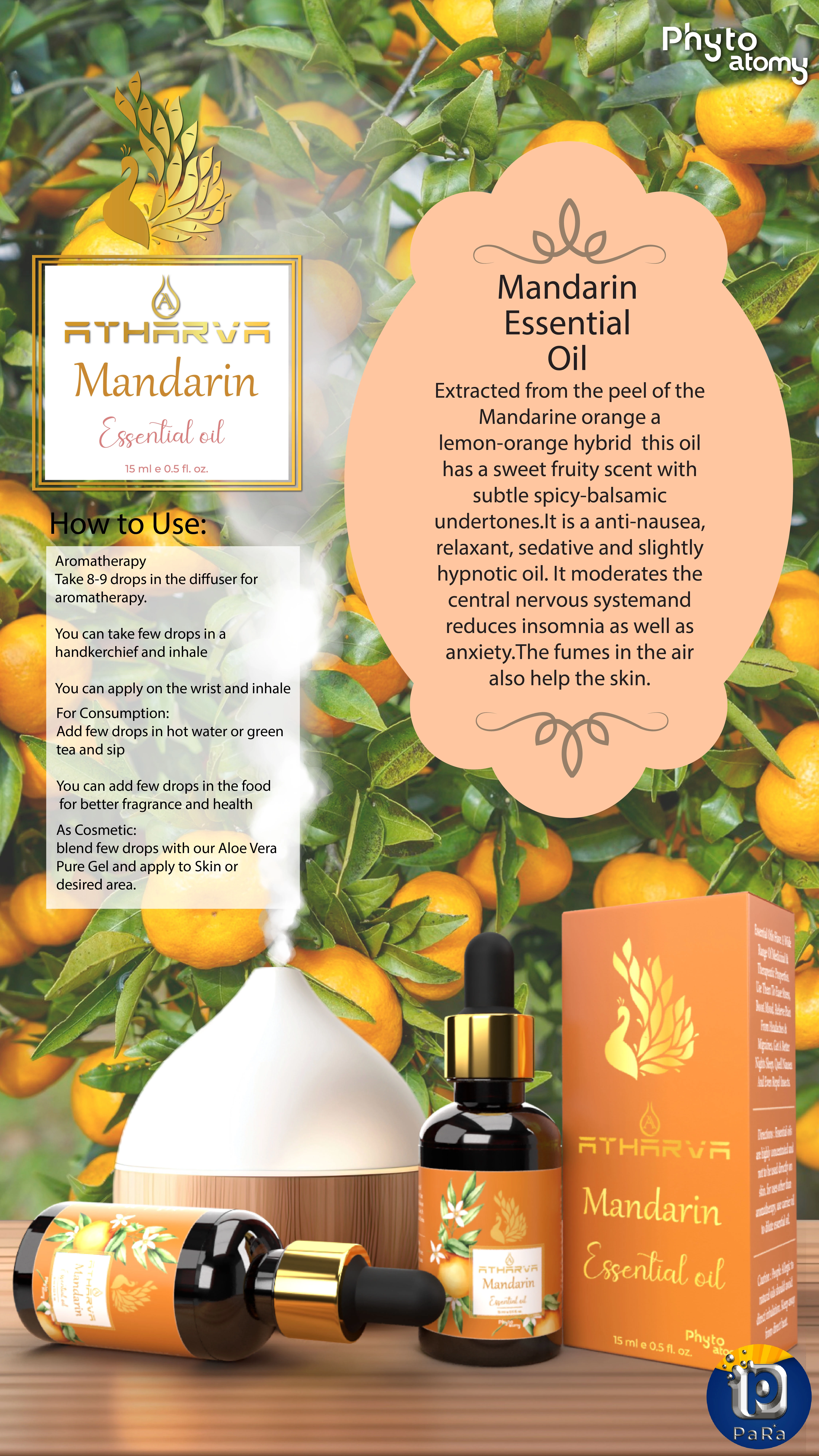RBV B2B Atharva Mandarin Essential Oil (15ml)-12 Pcs.